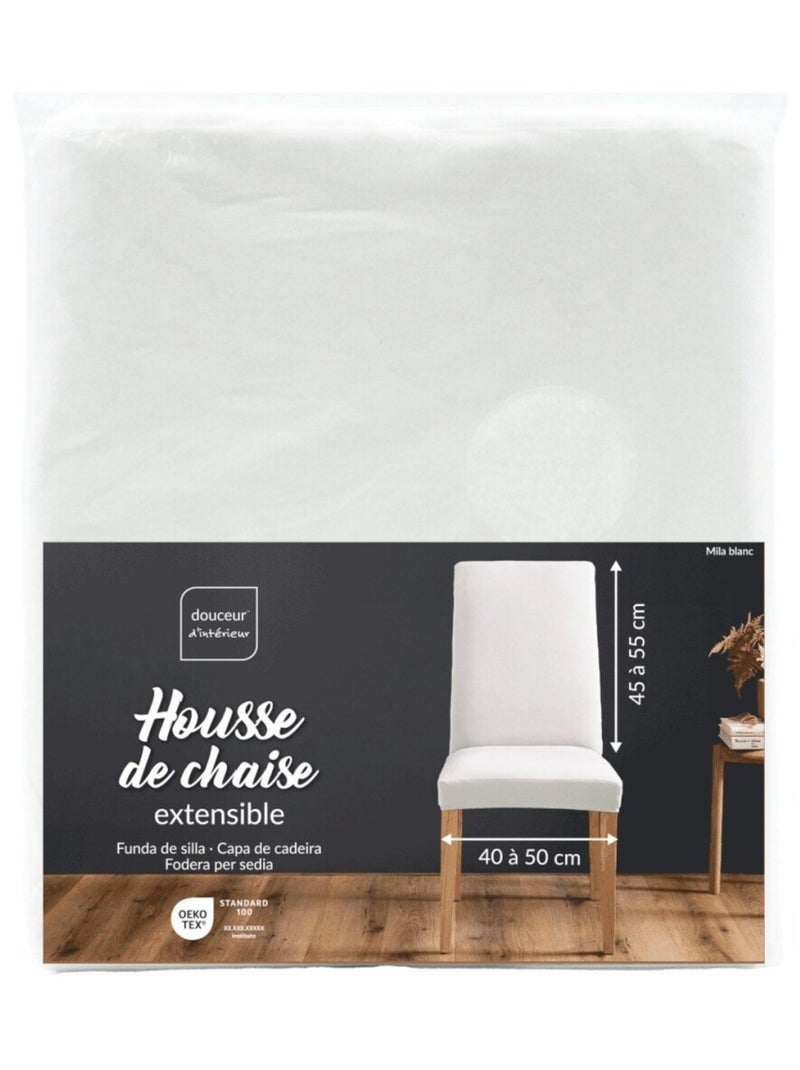Housse de chaise extensible en polyester coloris blanc Blanc - Kiabi