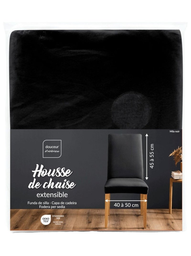 Housse de chaise extensible en polyester coloris noir Noir - Kiabi