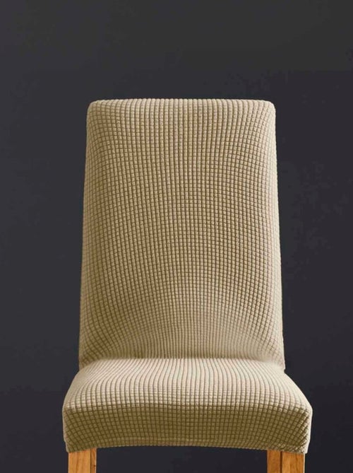 Housse de chaise extensible en polyester gaufré coloris beige - Kiabi