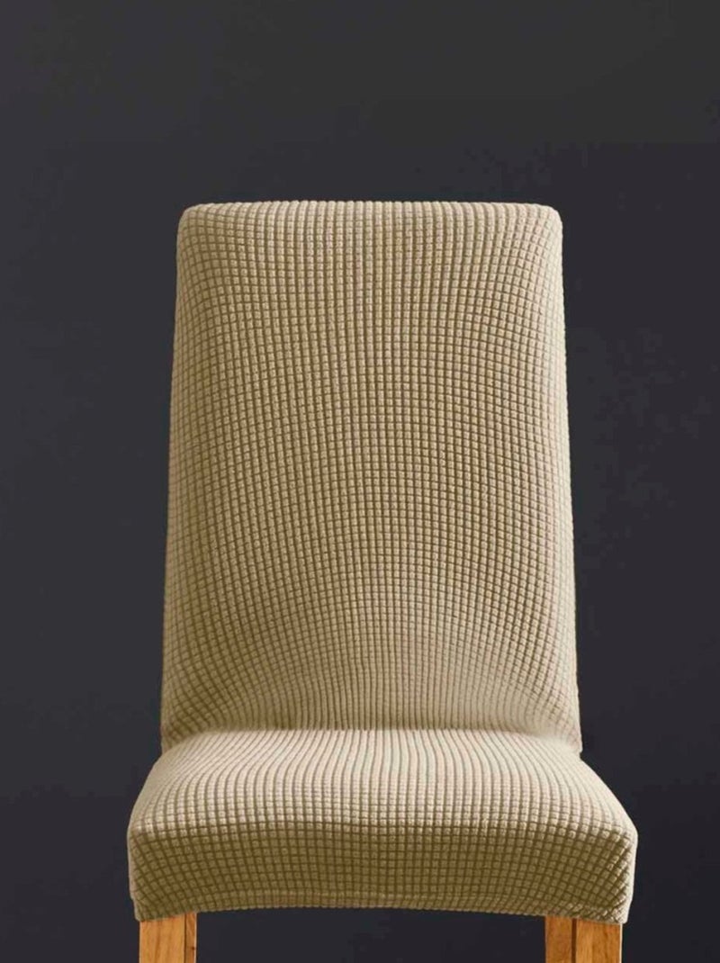 Housse de chaise extensible en polyester gaufré coloris beige Beige - Kiabi