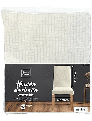 Housse de chaise extensible en polyester gaufré coloris noir