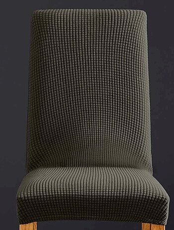 Housse de chaise extensible en polyester gaufré coloris noir