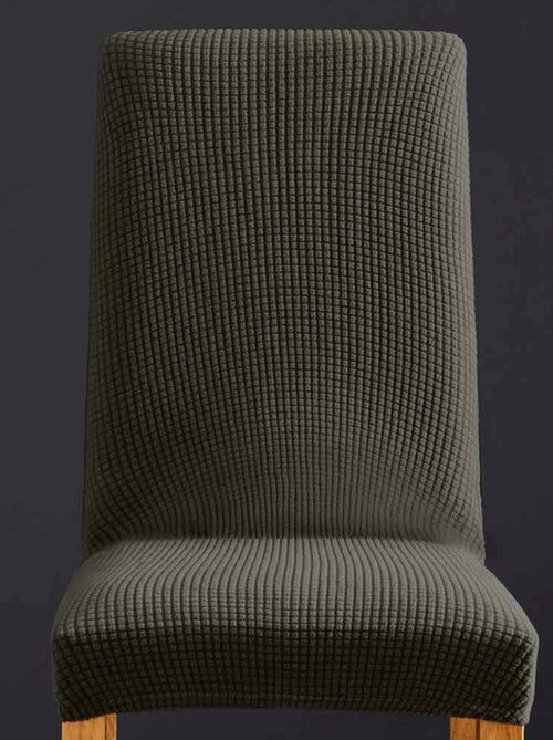 Housse de chaise extensible en polyester gaufré coloris gris - Kiabi Housse de chaise extensible en polyester gaufré coloris gris - Kiabi