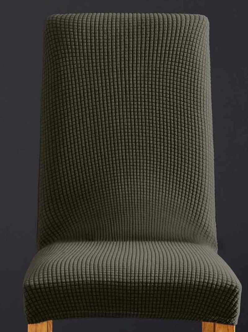 Housse de chaise extensible en polyester gaufré coloris gris Gris - Kiabi