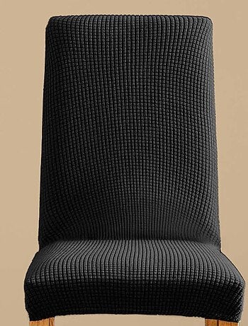 Housse de chaise extensible en polyester gaufré coloris noir