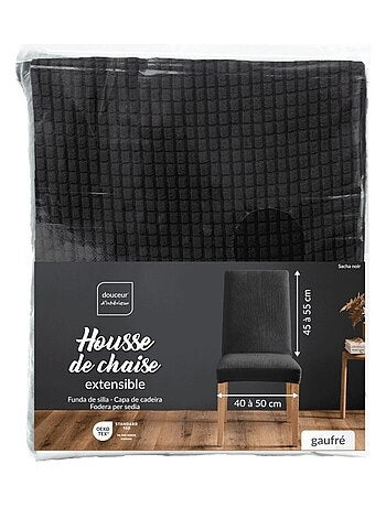 Housse de chaise extensible en polyester gaufré coloris noir