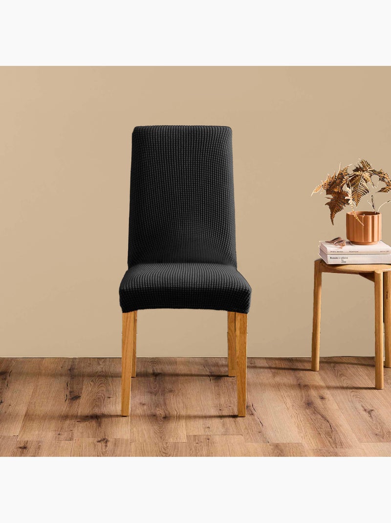 Housse de chaise extensible gaufrée pour assise 40 à 50 cm Noir - Kiabi