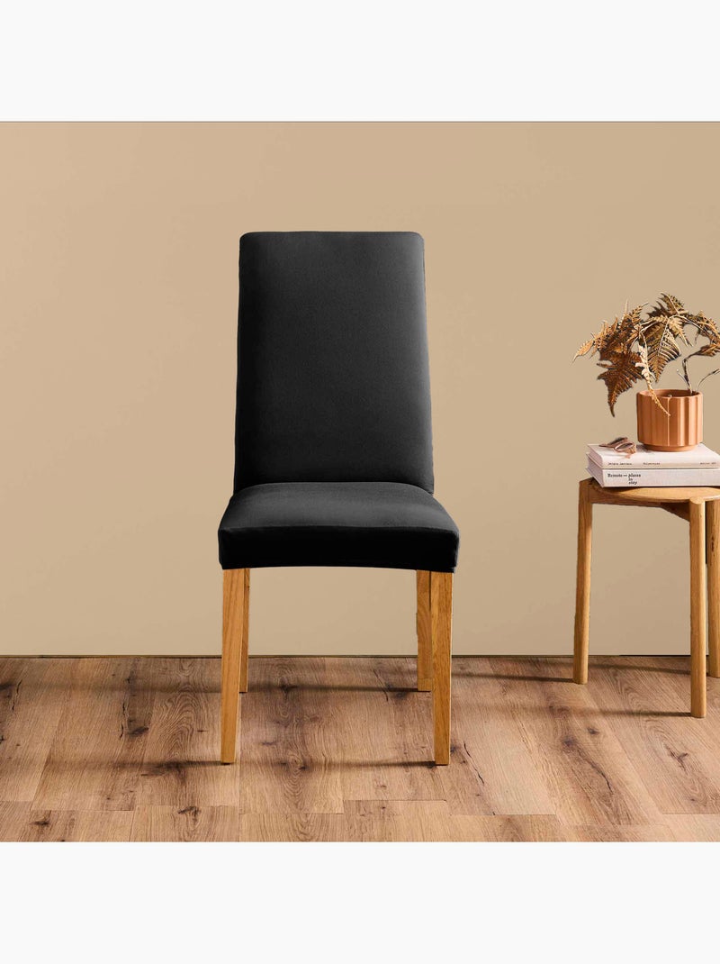 Housse de chaise extensible unie pour assise 40 à 50 cm Noir - Kiabi
