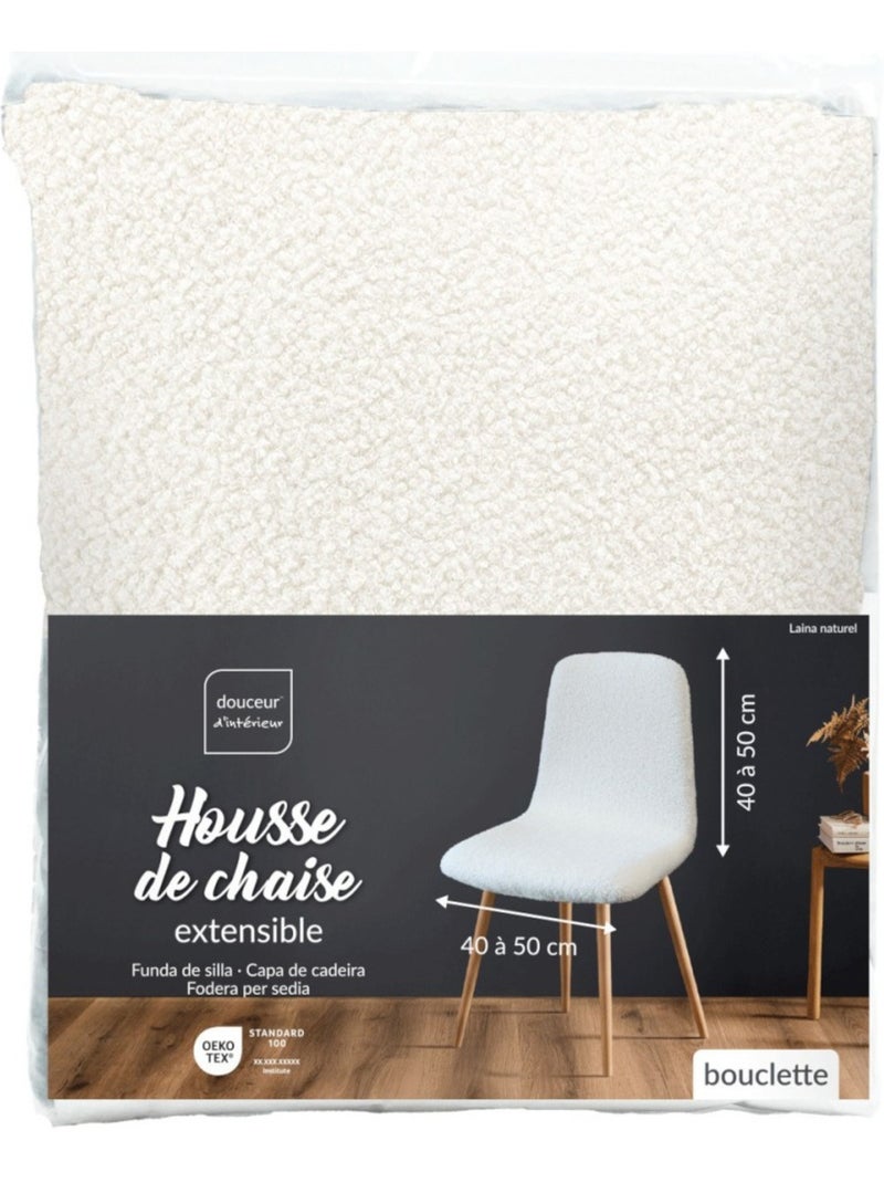 Housse de chaise scandinave extensible en bouclette Blanc - Kiabi
