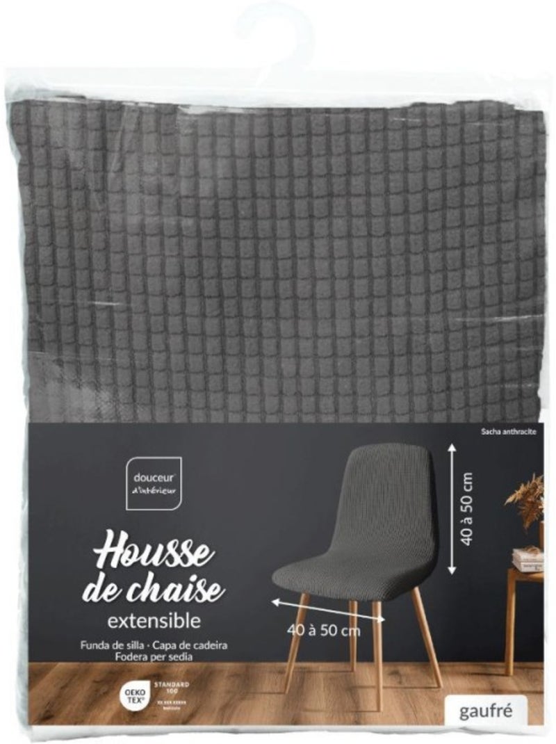 Housse de chaise scandinave extensible en polyester gaufré Gris - Kiabi