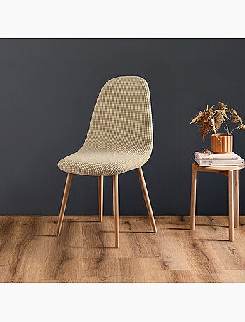 Housse de chaise scandinave extensible en tissu gaufré