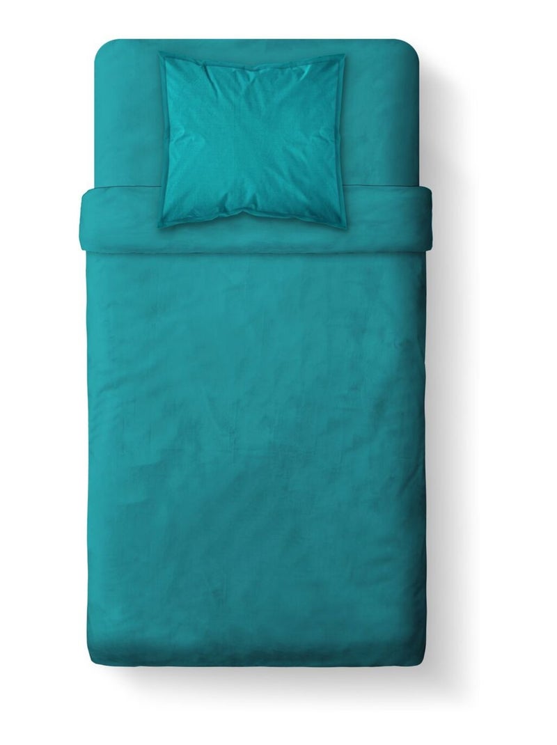 Housse de couette - 100% coton 57 fils - 140 x 200 cm Bleu canard - Kiabi