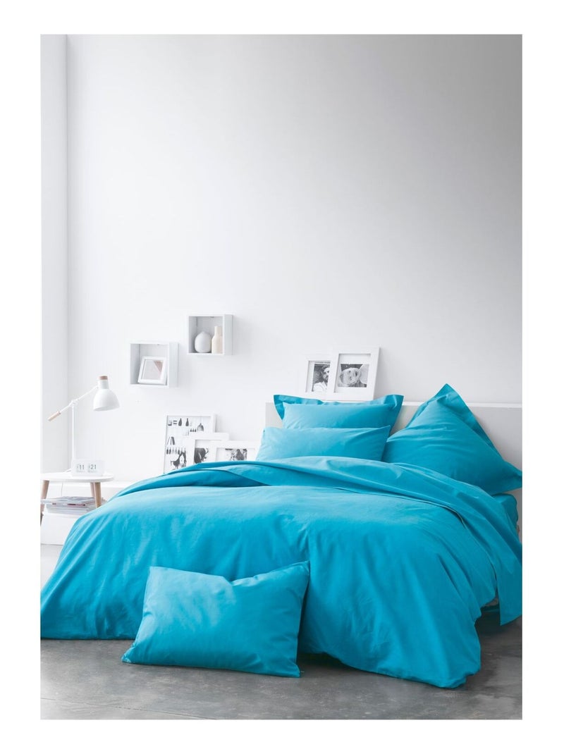 Housse de couette - 100% coton 57 fils - 140 x 200 cm Bleu canard - Kiabi