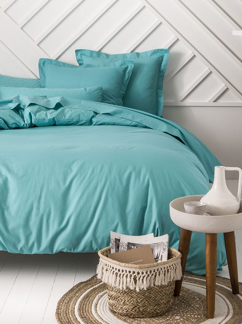Housse de couette - 100% coton 57 fils - 220 x 240 cm Bleu turquoise - Kiabi