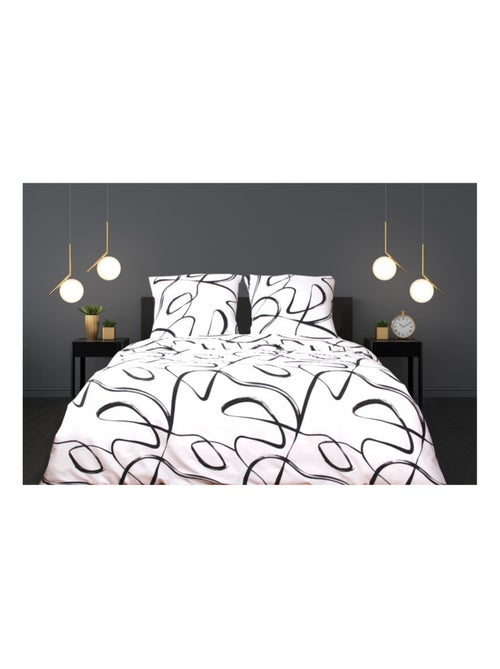 Housse de couette - Blanc avenue Paris - 100 % Coton 57 Fils/cm² - Kiabi