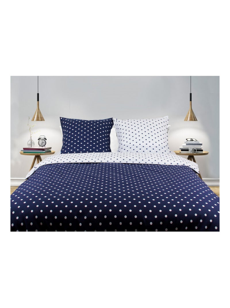 Housse de couette - Blanc avenue Paris - 100 % Coton 57 Fils/cm² Bleu - Kiabi