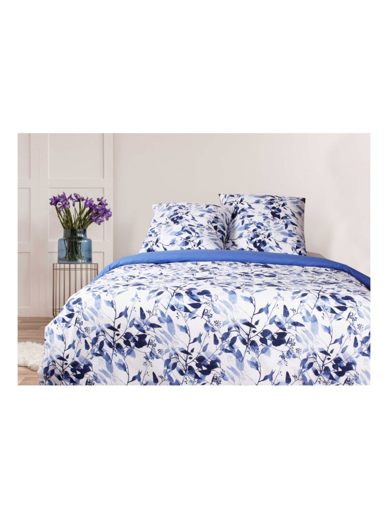 Housse de couette - Blanc avenue Paris - 100 % Coton 57 Fils/cm² Bleu - Kiabi