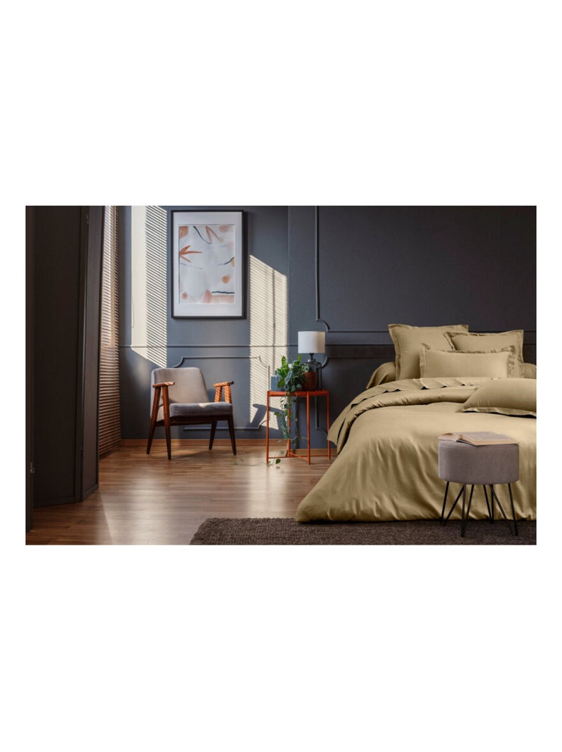 Housse de couette - Blanc avenue Paris - 100% Satin de coton Peigné" / 80 fils/cm² Beige chiné - Kiabi