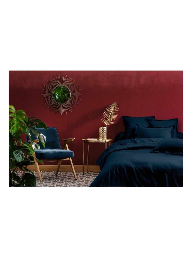 Housse de couette - Blanc avenue Paris - 100% Satin de coton Peigné" / 80 fils/cm² Bleu méditerranée - Kiabi