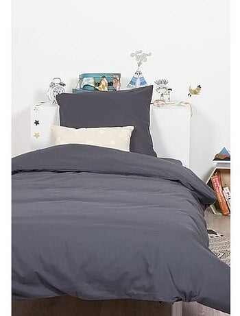 Housse de couette unie polycoton 240x220 cm prune
