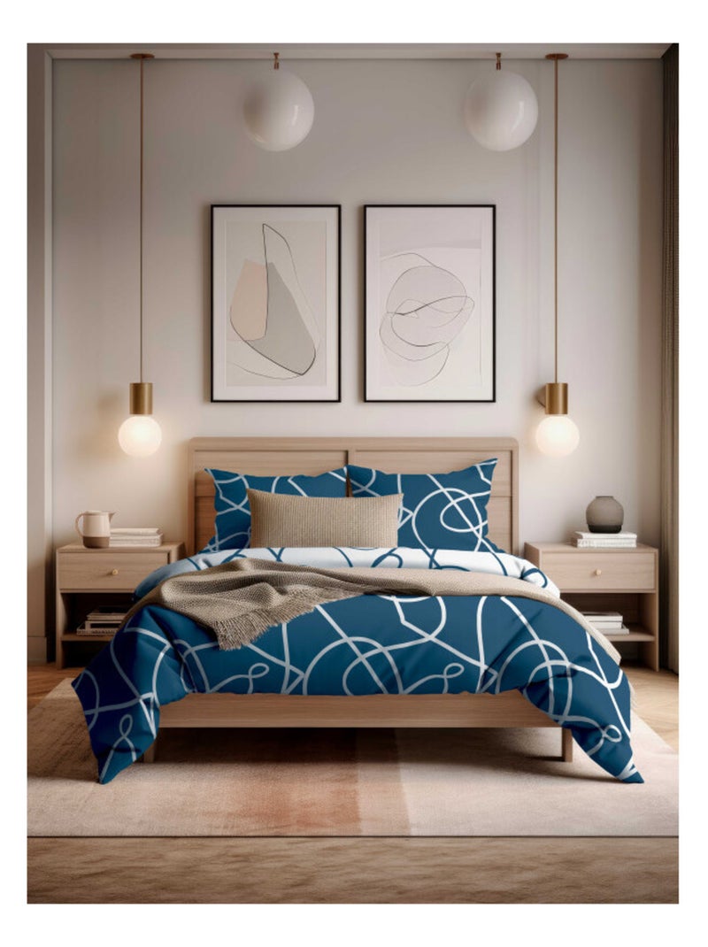 Housse de couette - Copenhagen - 100 % Coton 57 Fils/cm² Bleu - Kiabi