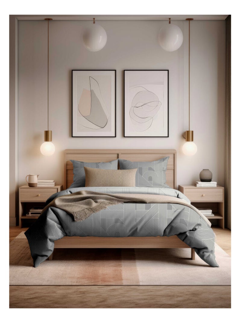 Housse de couette - Copenhagen - 100 % Coton 57 Fils/cm² Gris - Kiabi