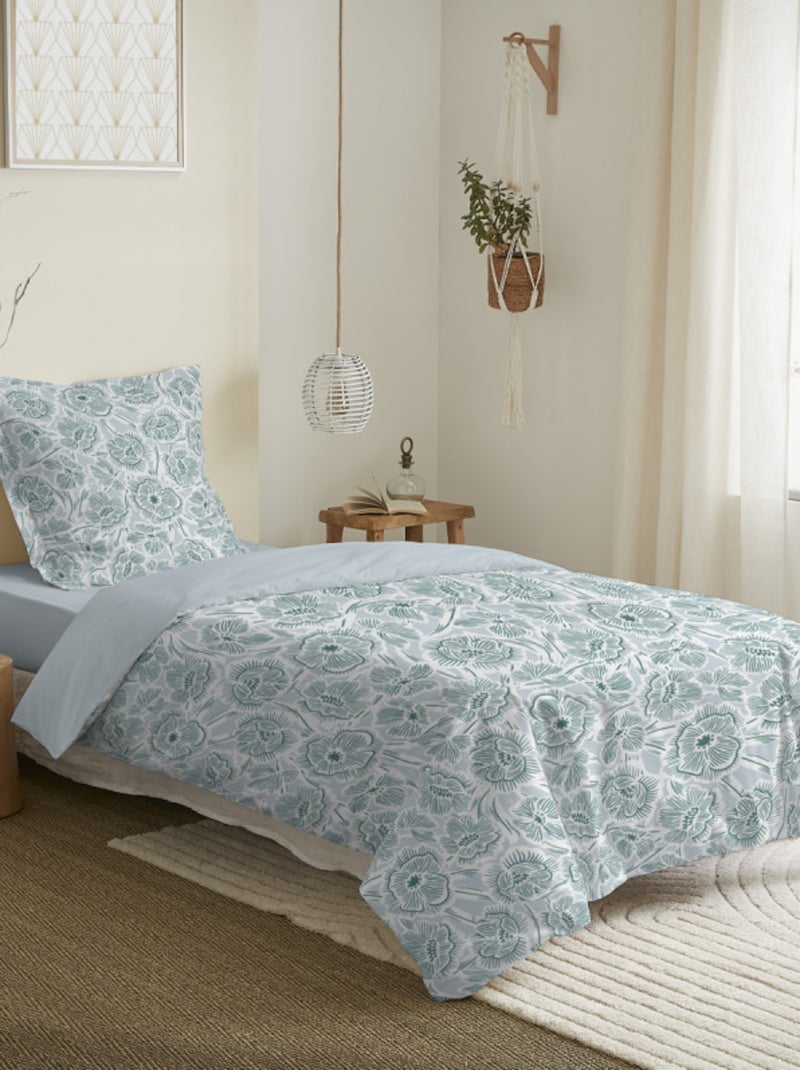Housse de couette - Coton Pur - 100 % Coton 57 Fils/cm² Bleu céladon - Kiabi