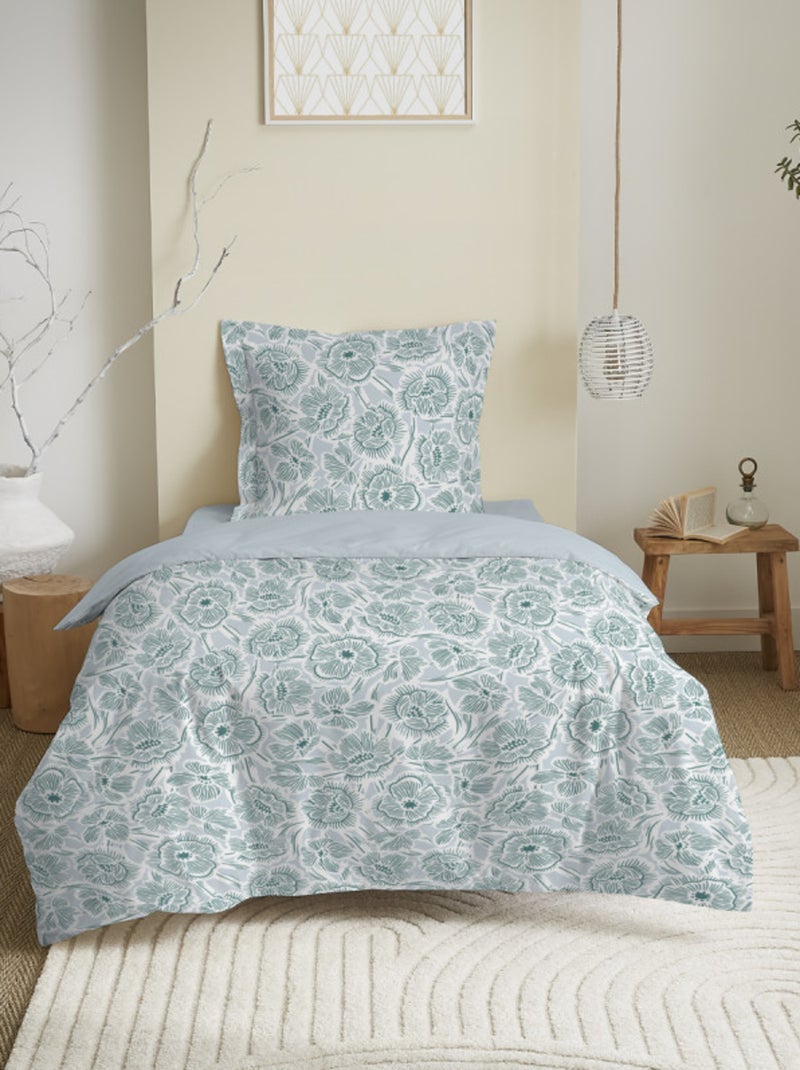 Housse de couette - Coton Pur - 100 % Coton 57 Fils/cm² Bleu céladon - Kiabi