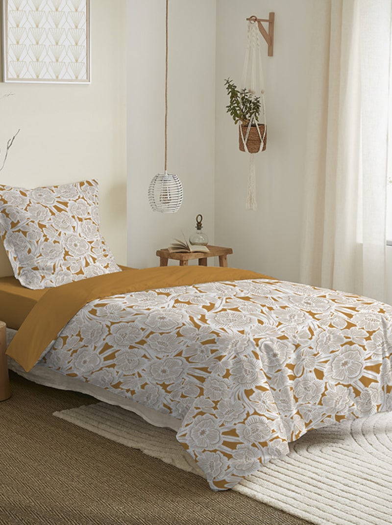 Housse de couette - Coton Pur - 100 % Coton 57 Fils/cm² Jaune moutarde - Kiabi