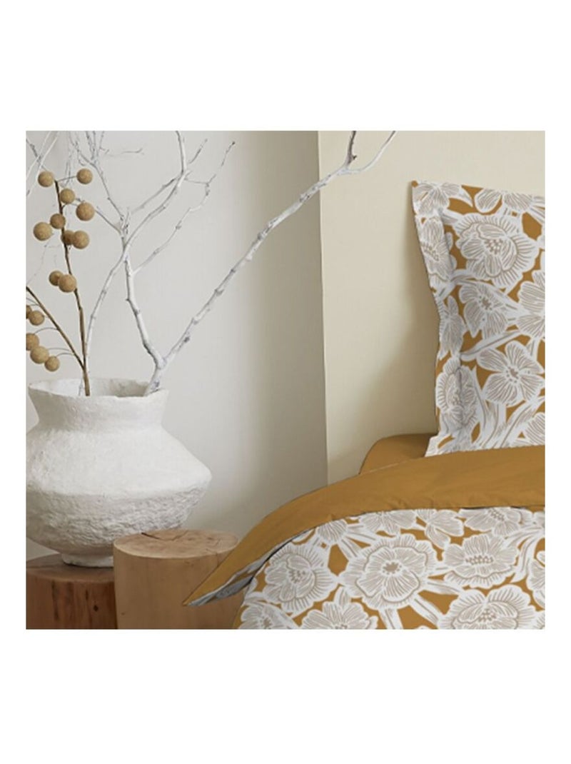 Housse de couette - Coton Pur - 100 % Coton 57 Fils/cm² Jaune moutarde - Kiabi