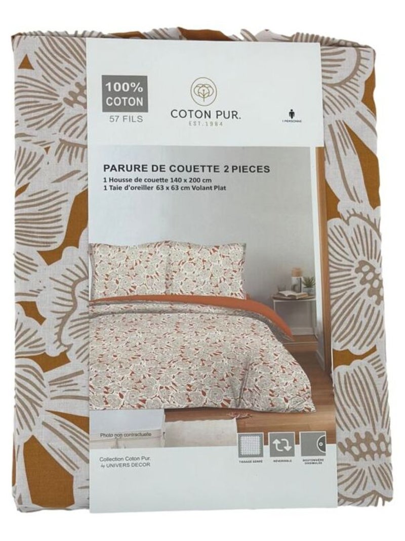 Housse de couette - Coton Pur - 100 % Coton 57 Fils/cm² Jaune moutarde - Kiabi