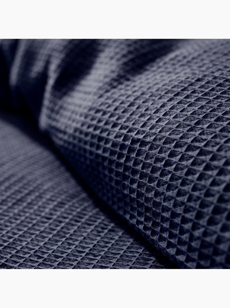 Housse de couette - Coton Pur - 100 % Coton Nid d'abeille Bleu nuit - Kiabi
