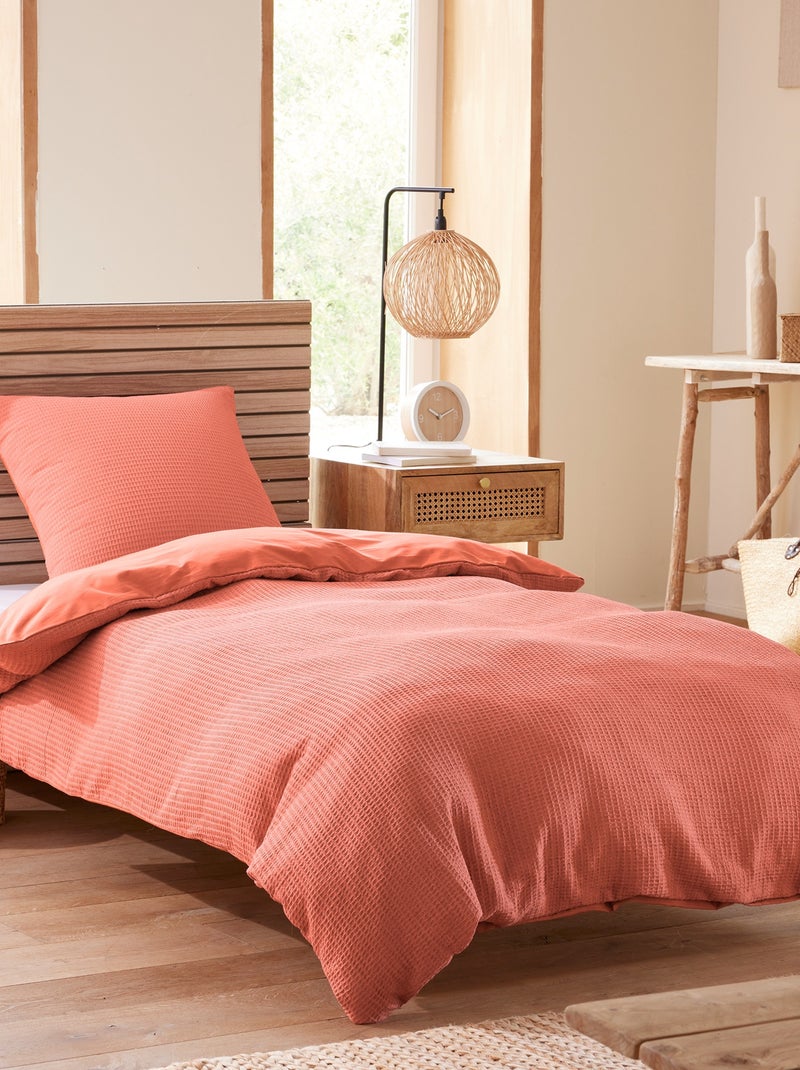 Housse de couette - Coton Pur - 100 % Coton Nid d'abeille Blush - Kiabi