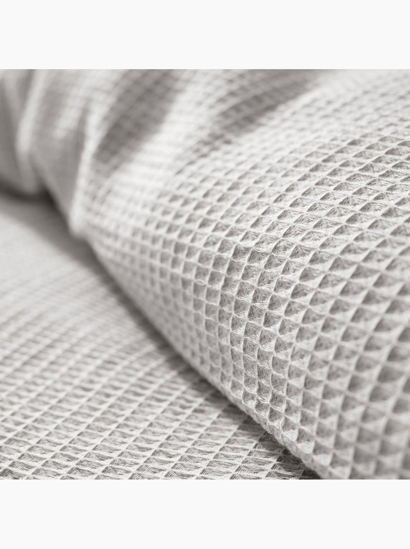 Housse de couette - Coton Pur - 100 % Coton Nid d'abeille Gris perle - Kiabi