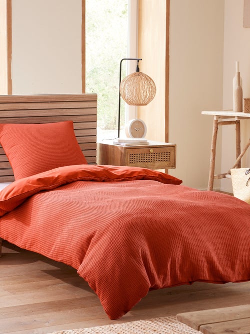 Housse de couette - Coton Pur - 100 % Coton Nid d'abeille - Kiabi