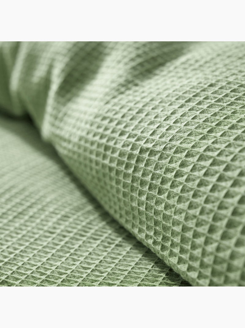 Housse de couette - Coton Pur - 100 % Coton Nid d'abeille Vert olive - Kiabi