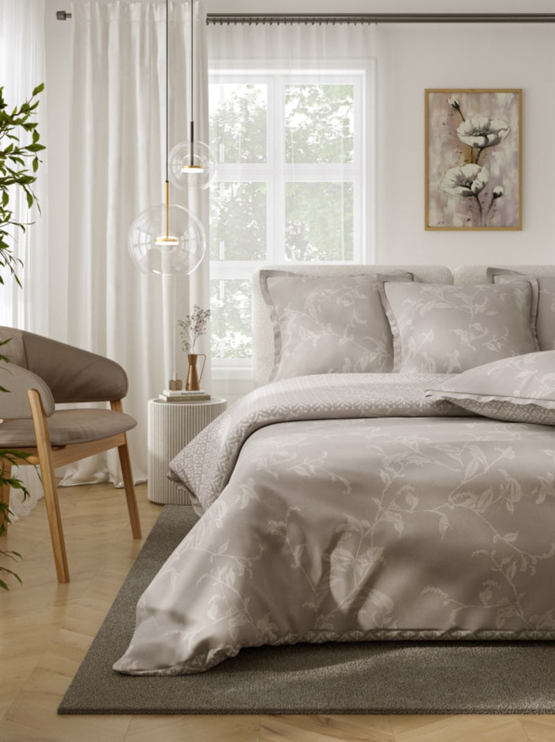 Housse de couette - Coton Pur - 100% Coton peigné longues fibres Gris taupe - Kiabi
