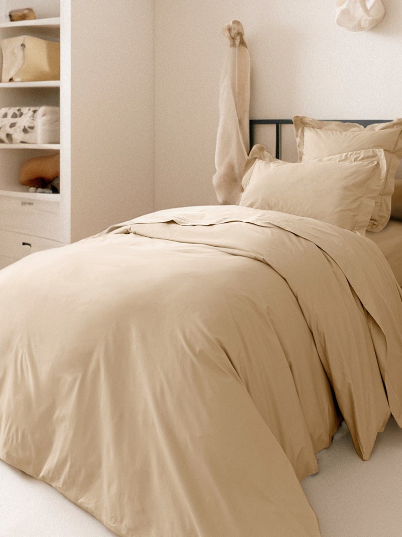 Housse de couette - Coton Pur - 100% Percale de coton peigné Beige - Kiabi