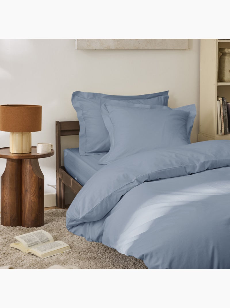 Housse de couette - Coton Pur - 100% Percale de coton peigné Bleu foncé - Kiabi