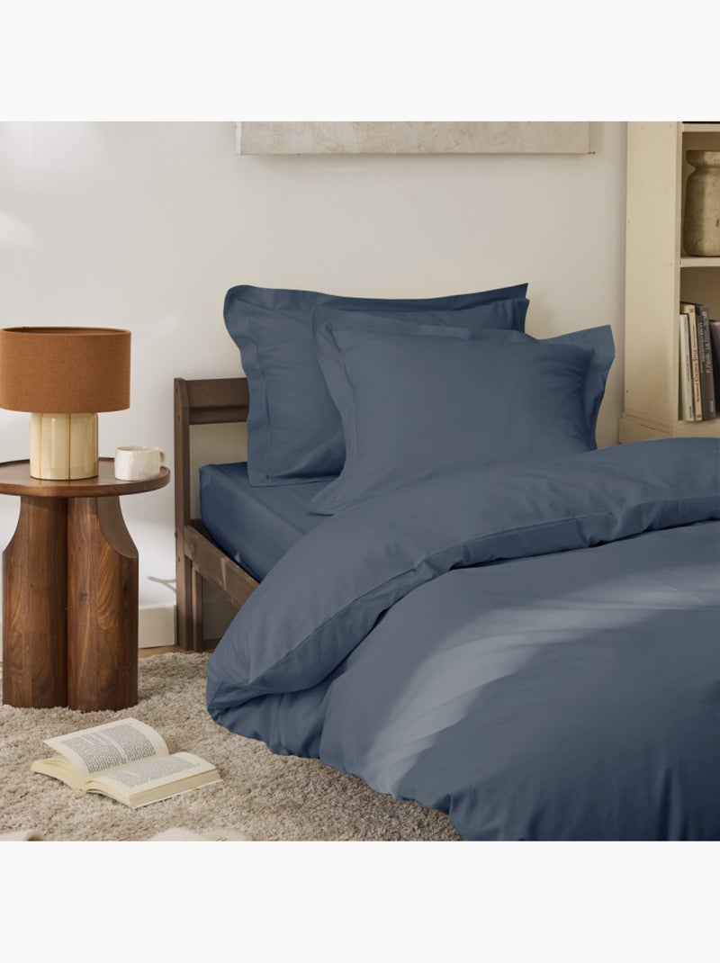 Housse de couette - Coton Pur - 100% Percale de coton peigné Bleu - Kiabi