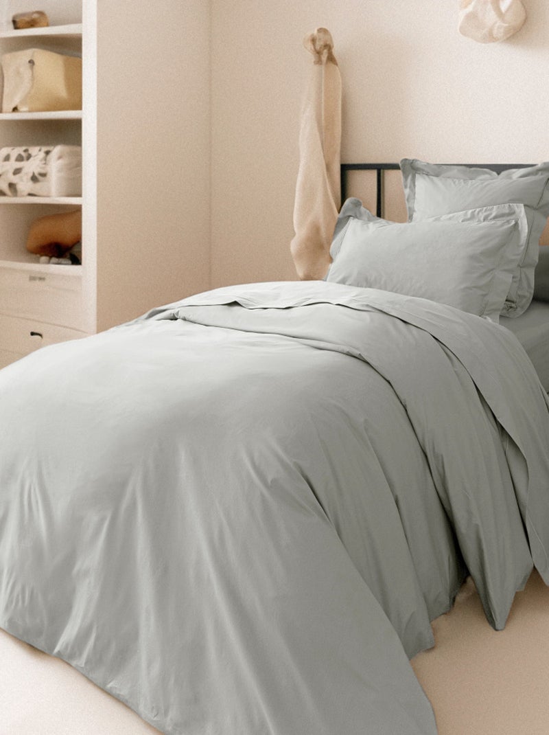Housse de couette - Coton Pur - 100% Percale de coton peigné Gris - Kiabi