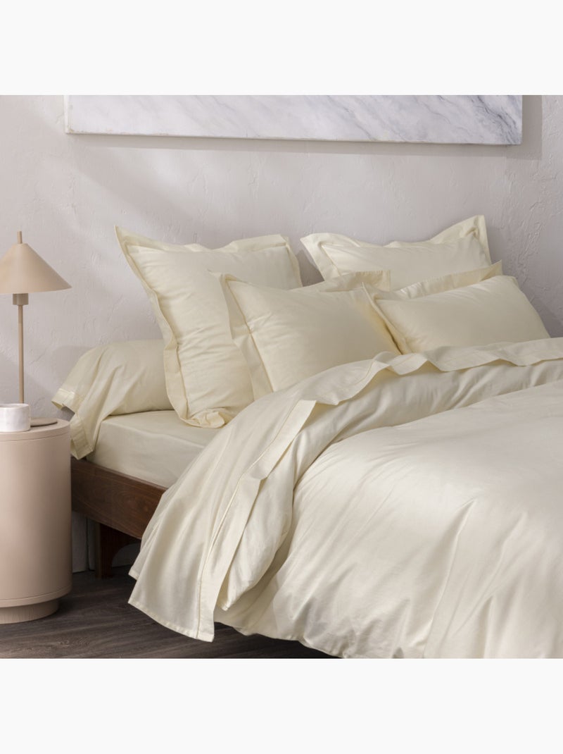 Housse de couette - Coton Pur - 100% Percale de coton peigné Ivoire - Kiabi