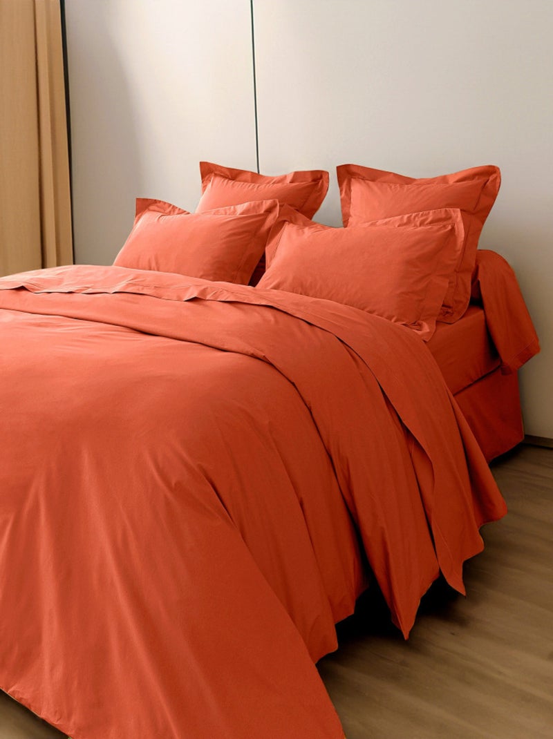 Housse de couette - Coton Pur - 100% Percale de coton peigné Terracotta - Kiabi