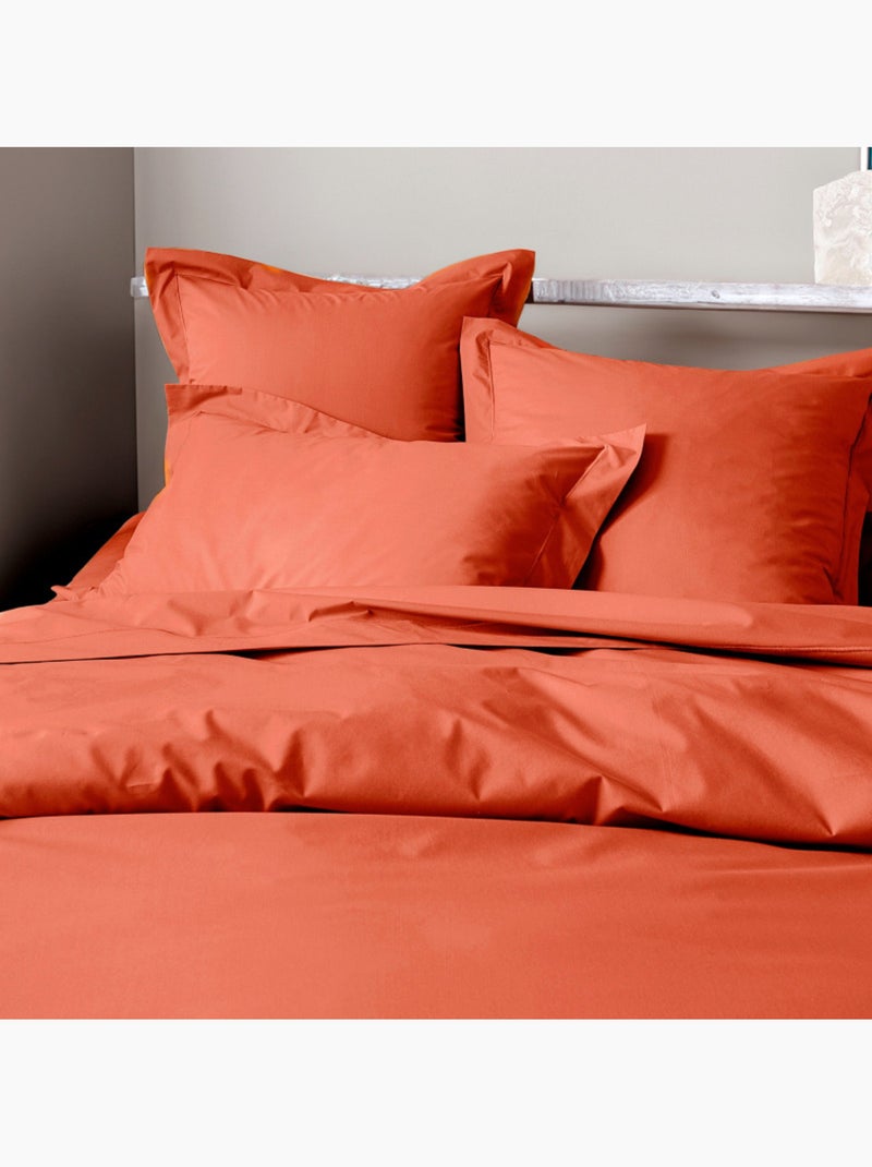 Housse de couette - Coton Pur - 100% Percale de coton peigné Terracotta - Kiabi