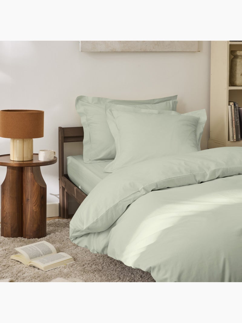 Housse de couette - Coton Pur - 100% Percale de coton peigné Vert d'eau - Kiabi