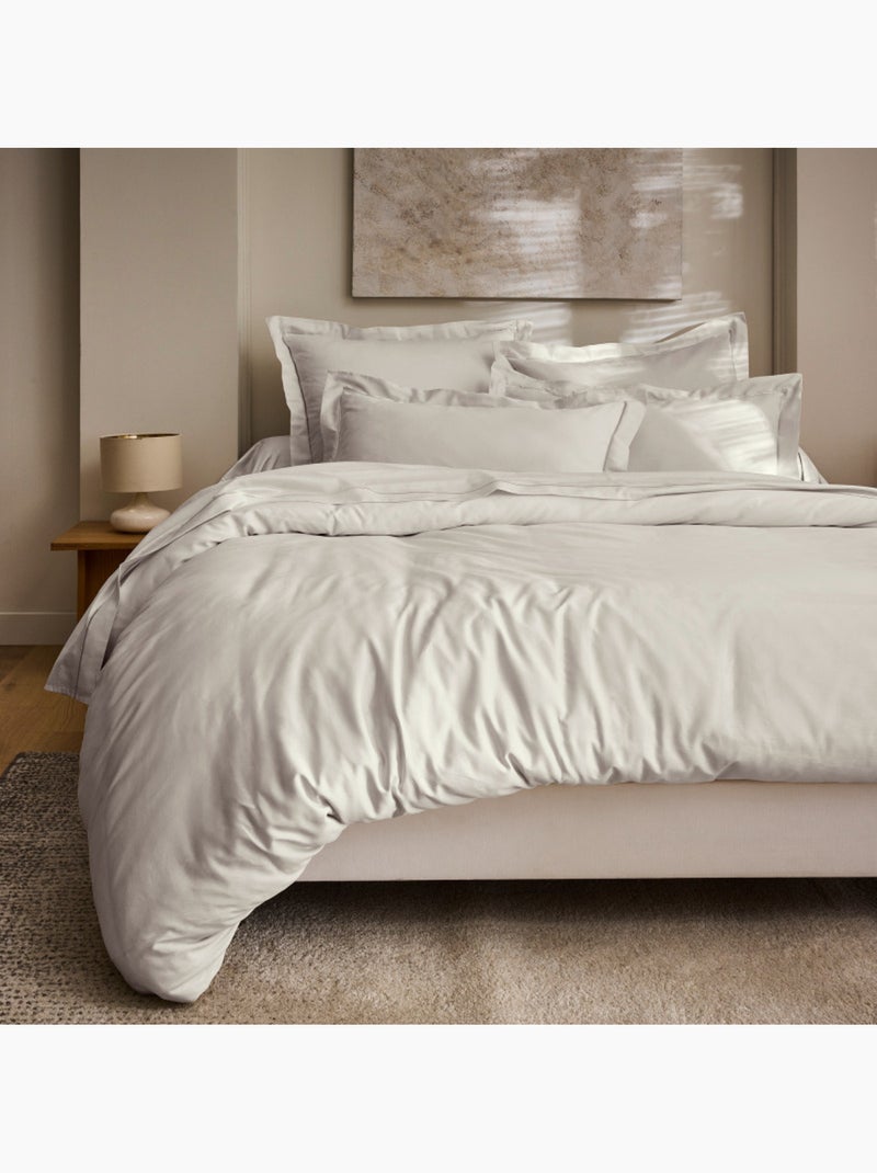 Housse de couette - Coton Pur - 100% Satin de coton Peigné" / 120 fils/cm² Beige - Kiabi