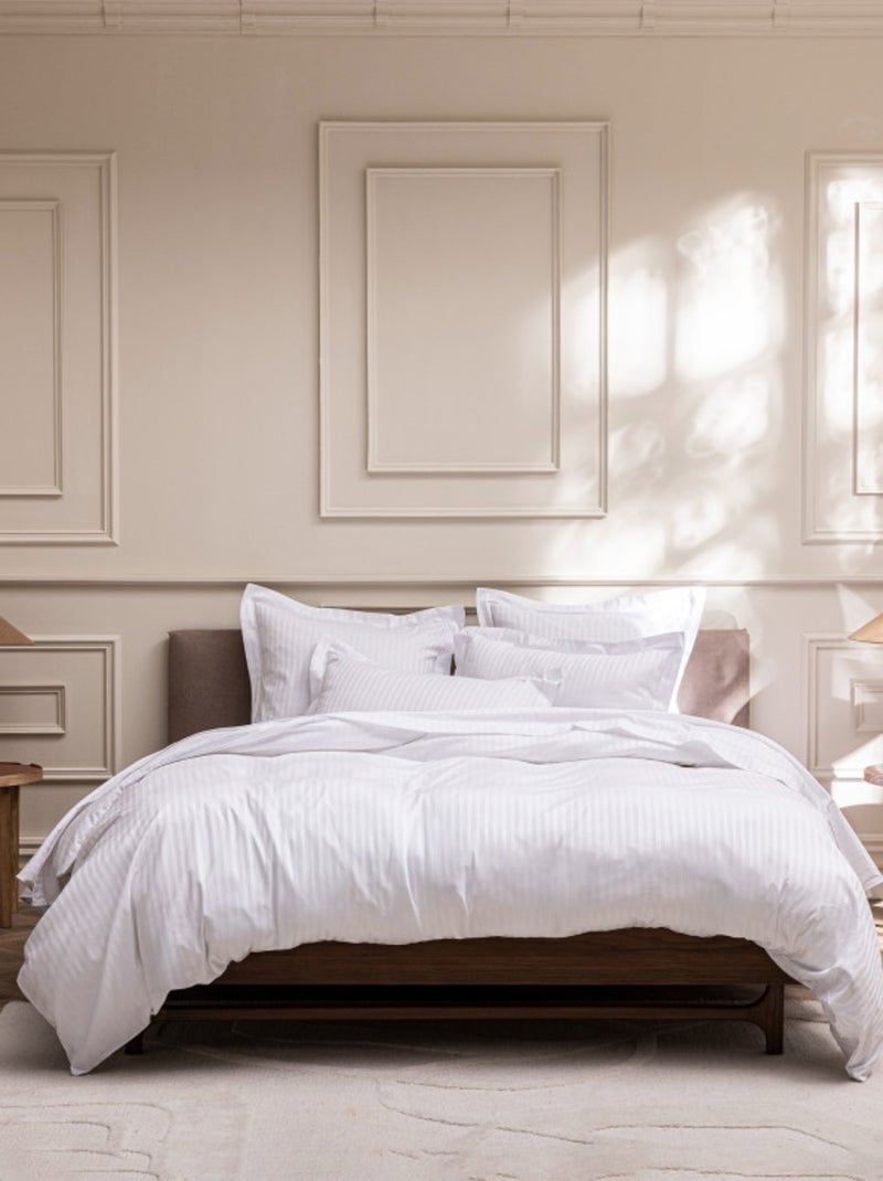 Housse de couette - Coton Pur - 100% Satin de coton Peigné" / 120 fils/cm² Blanc - Kiabi