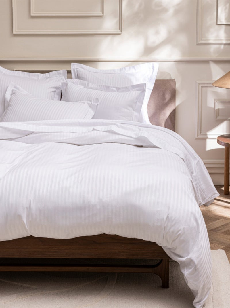 Housse de couette - Coton Pur - 100% Satin de coton Peigné" / 120 fils/cm² Blanc - Kiabi