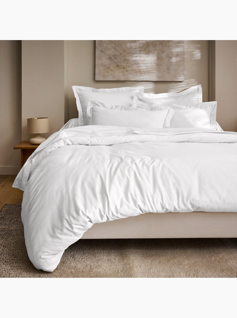 Housse de couette - Coton Pur - 100% Satin de coton Peigné" / 120 fils/cm² Blanc - Kiabi