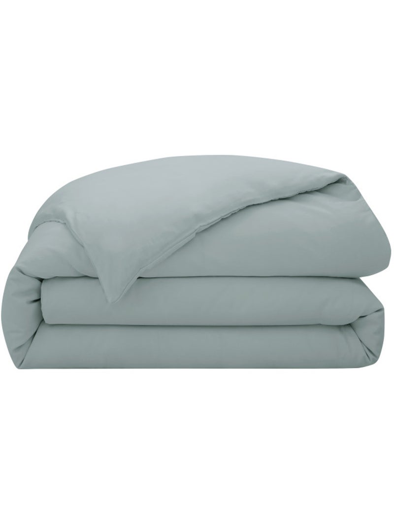 Housse de couette - Coton Pur - 100% Satin de coton Peigné" / 120 fils/cm² Bleu céladon - Kiabi